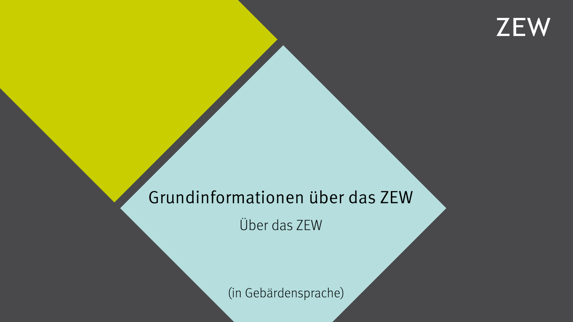 Video in German sign language on basic information about ZEW: Information about ZEW?