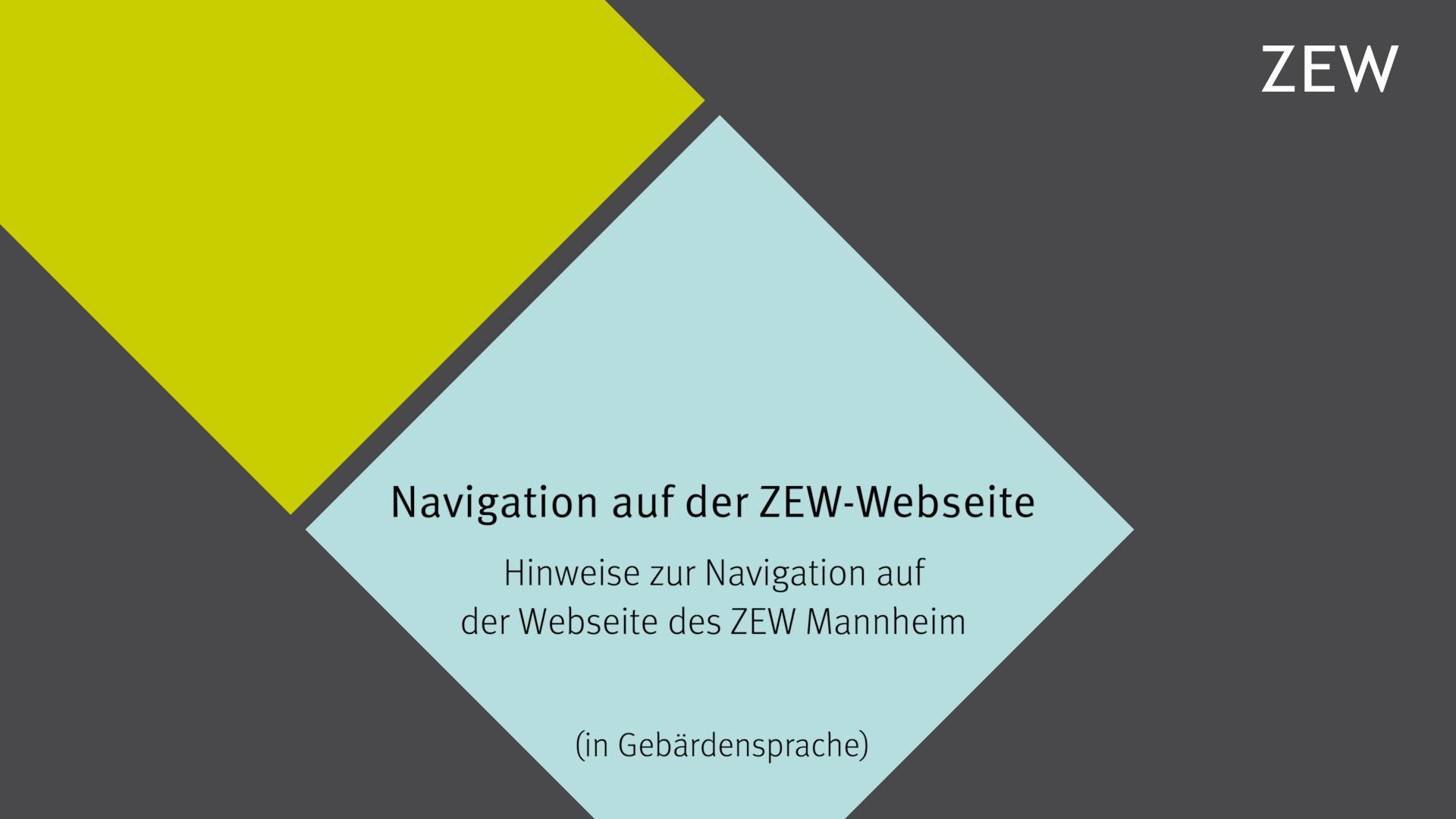 [Translate to English:] A video explaining the content and navigation of the ZEW website in German sign language